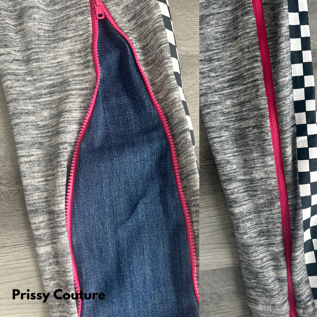 "Driven" Jogger Sweatsuit Classic & Couture adding the Zip & Denim Detail