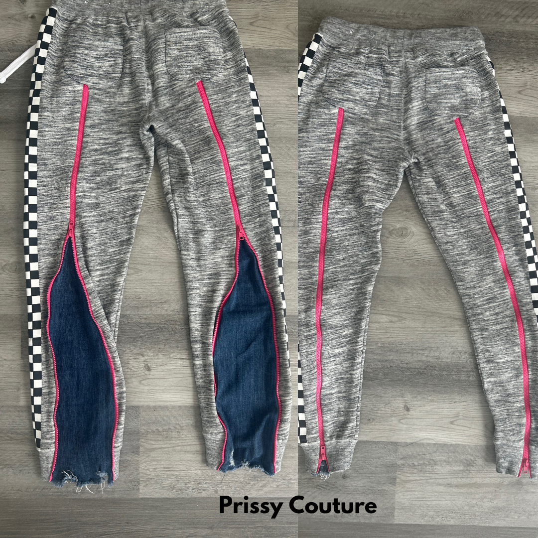 "Driven" Jogger Sweatsuit Classic & Couture adding the Zip & Denim Detail