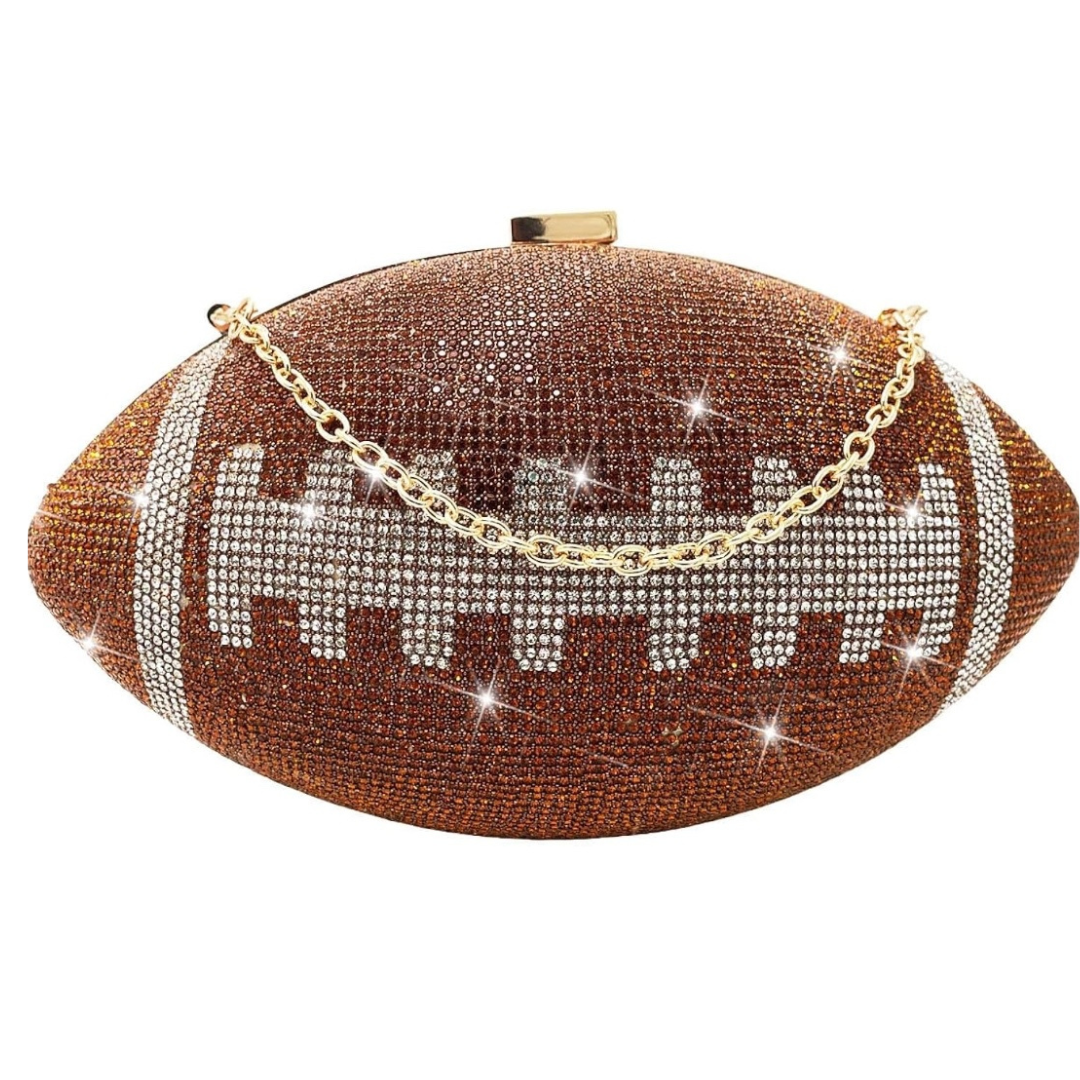 Golden Gem Prissy Rhinestone Pave Football Clutch (Multiple Colors!)