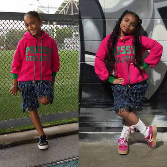 Varsity Vibe Hoodie - Pink & Green (Available for Youth & Adults)