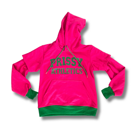 Varsity Vibe Hoodie - Pink & Green (Available for Youth & Adults)