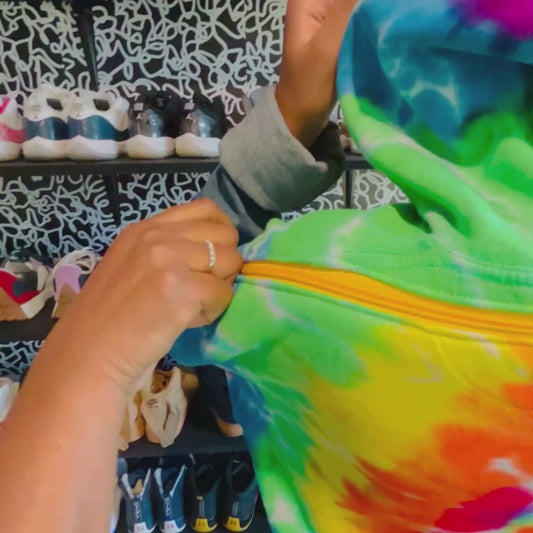 Couture "Masai" Zip & Denim Tie Dye Hoodie Dress