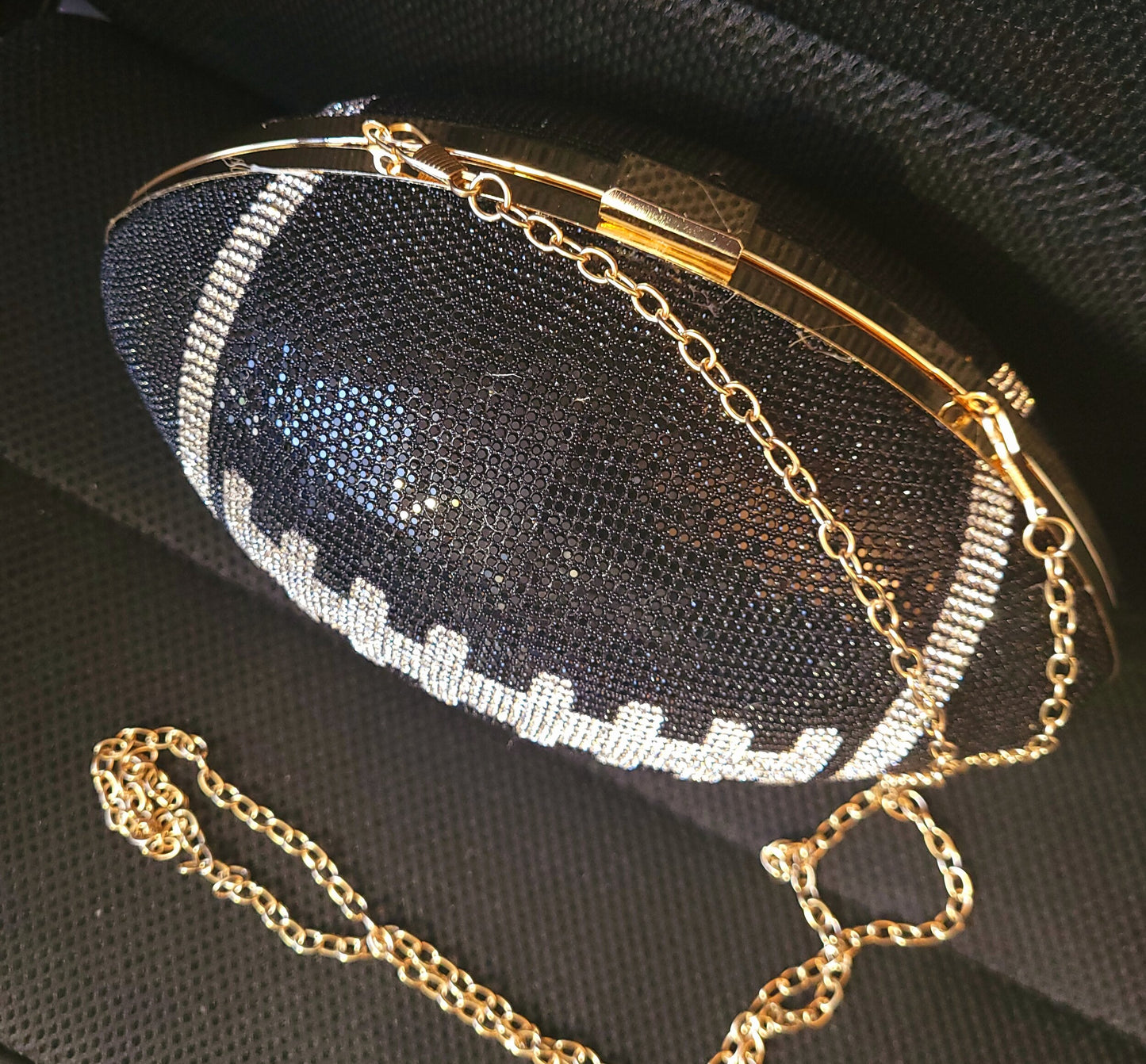 Golden Gem Prissy Rhinestone Pave Football Clutch (Multiple Colors!)