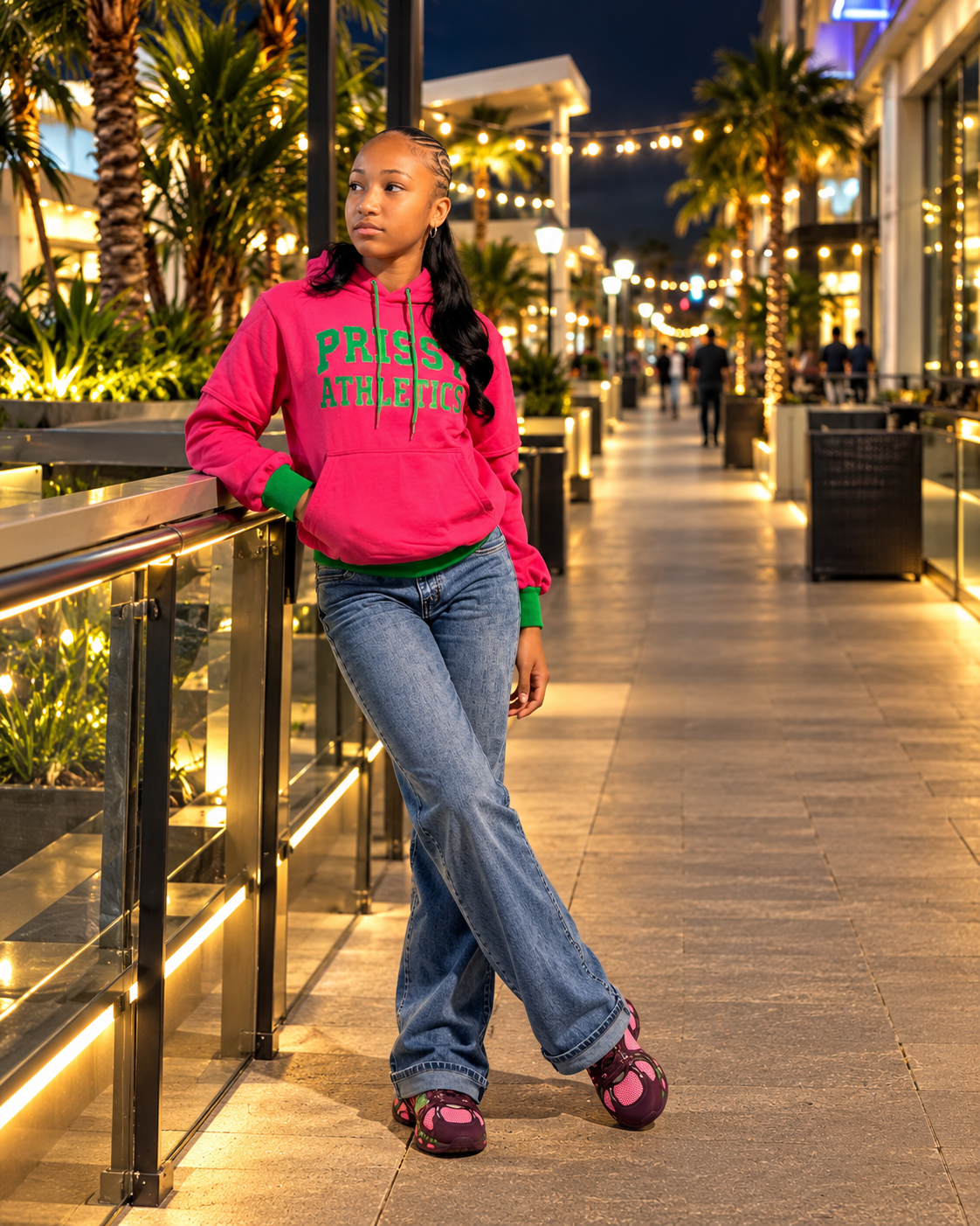 Varsity Vibe Hoodie - Pink & Green (Available for Youth & Adults)