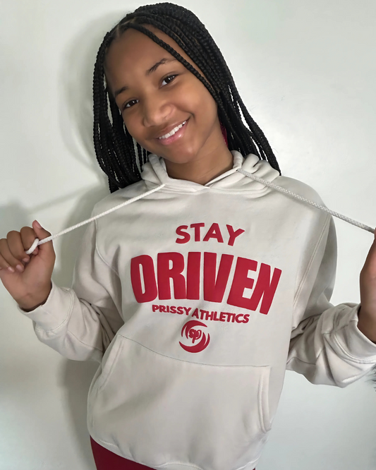 "STAY DRIVEN" Tan/Red Affirmation Hoodie