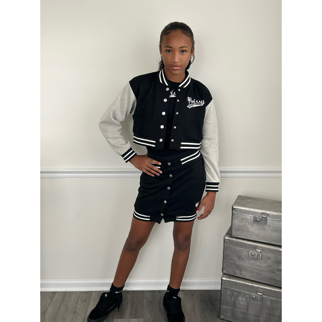 Prissy Varsity Jacket & Skirt Set