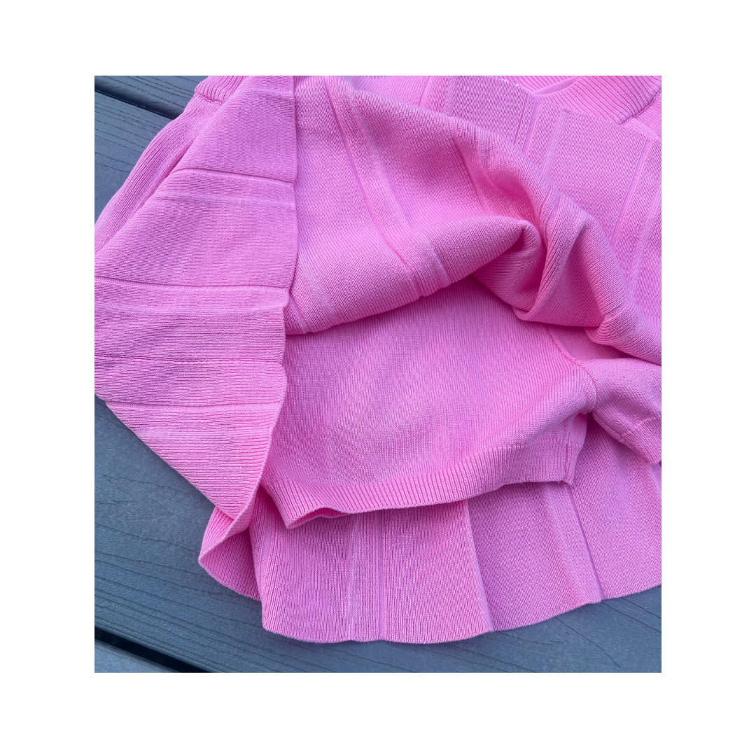 Prissy Pink Tennis Skirt & Crop Top Set