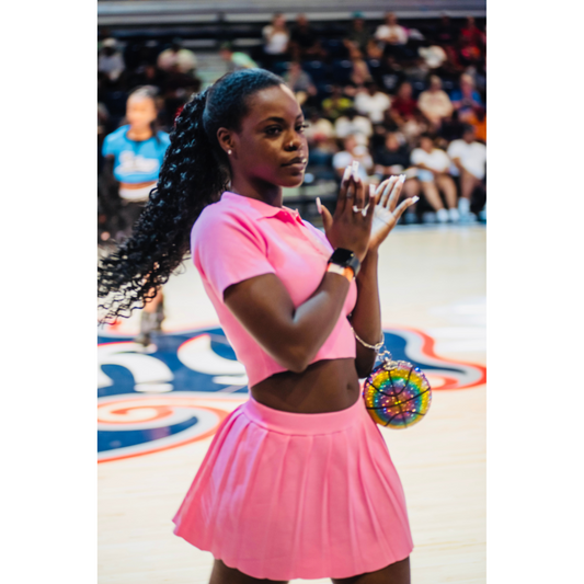 Prissy Pink Tennis Skirt & Crop Top Set